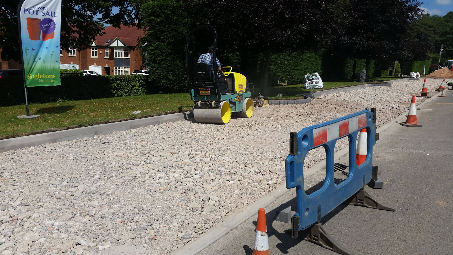Gravel driveway being installed